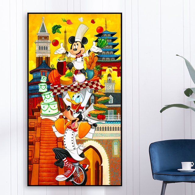 Cuadros Decorativos Pintura de diamante 5D DIY Taladro redondo completo Mickey y Pals Kit Decoración del hogar DQrwqpou embutido en tela