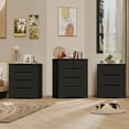 thumbnail image 3 of Dresser for Bedroom, Asofer 5 Drawer Dresser with Cutout Handle, Sturdy Wood Storage Cabinet, Black, 3 of 9