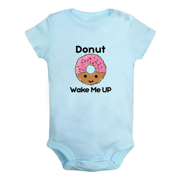 Donut Wake Me UP Funny Rompers For Babies, Newborn Baby Unisex Bodysuits, Infant Jumpsuits, Toddler 0-12 Months Kids One-Piece Oufits (Blue, 6-12 Months)