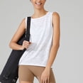 thumbnail image 3 of SWSMCLT Women's Soft Tank Top Running Top Cotton Fall Split Basic Vest Yoga Workout Loose Backless Summer White Large, 3 of 4