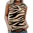 thumbnail image 2 of Summer Saving Usmisi Tank Tops Floral Print Crewneck Sleeveless T Shirts for Women Plus Size Casual Summer Racerback Vest Blouse Khaki XXL Up to 65% off, 2 of 5