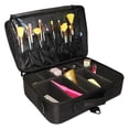 thumbnail image 4 of Fithood Professional High-capacity Multilayer Portable Travel Makeup Bag with Shoulder Strap Size L Black, 4 of 5