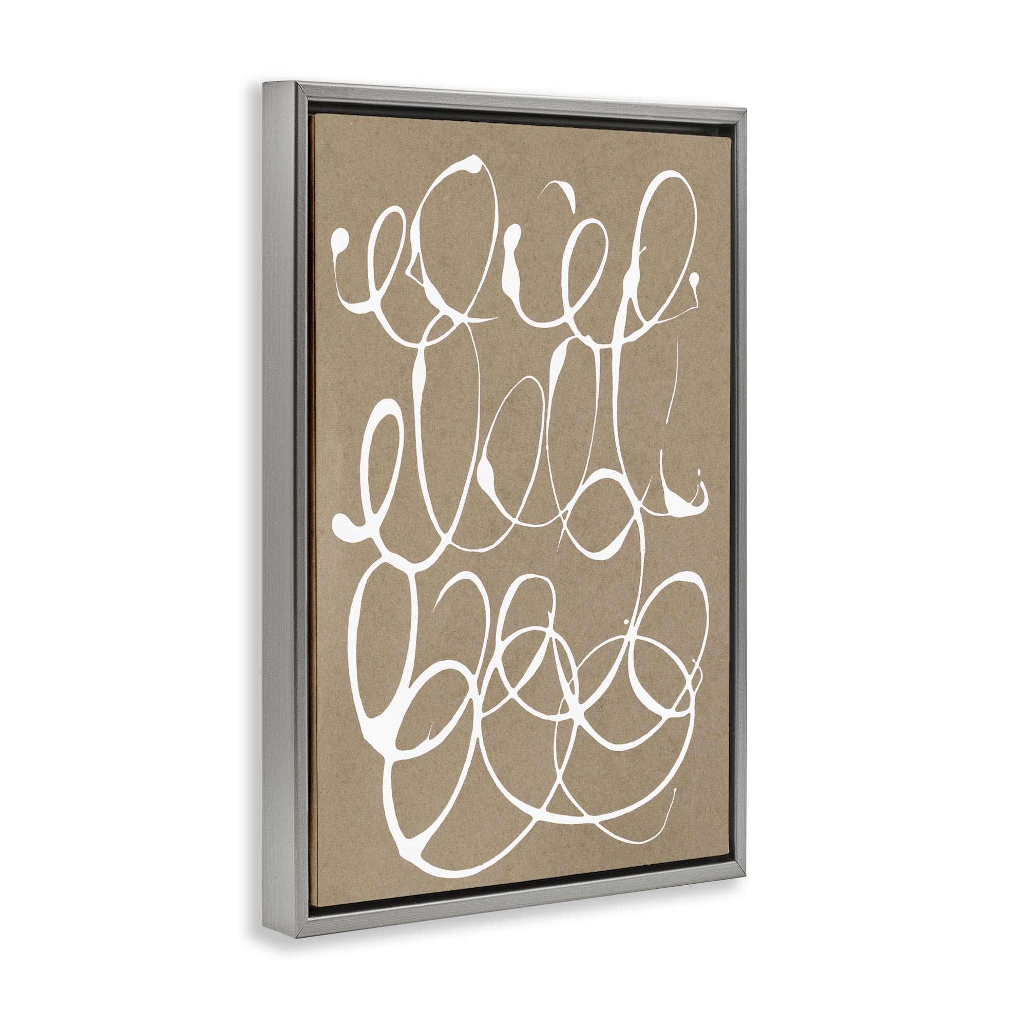 Stupell Industries Scribbled Taupe Circles Gray Framed Floater Canvas Wall Art, design by Susan Bryant