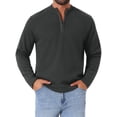 thumbnail image 1 of SUÉTER PULLOVER DE CUELLO ALTO PARA HOMBRE INSPIRE CHIC, COLOR SÓLIDO, CON CREMALLERA DE CUARTO, SUÉTER DE POLO DE PUNTO, TAMAÑO M, GRIS OSCURO, 1 of 5