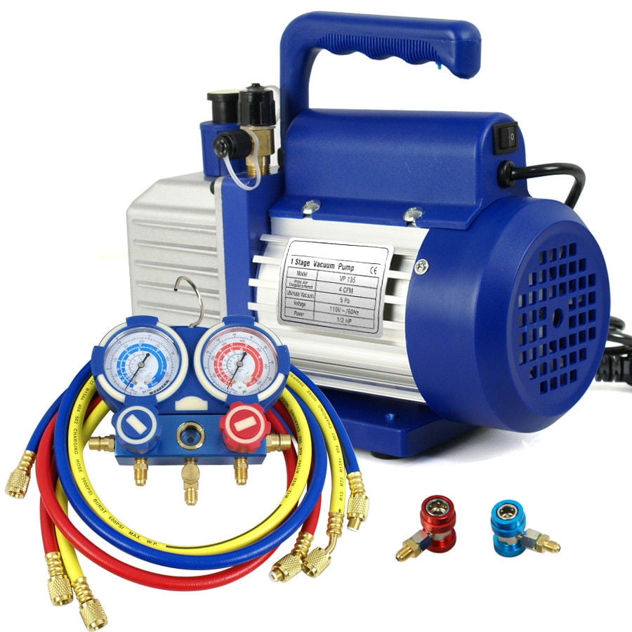 Buy Zeny Combo 4 CFM 1 3HP Air Vacuum Pump HVAC + R134A Kit AC A C Manifold Gauge Set