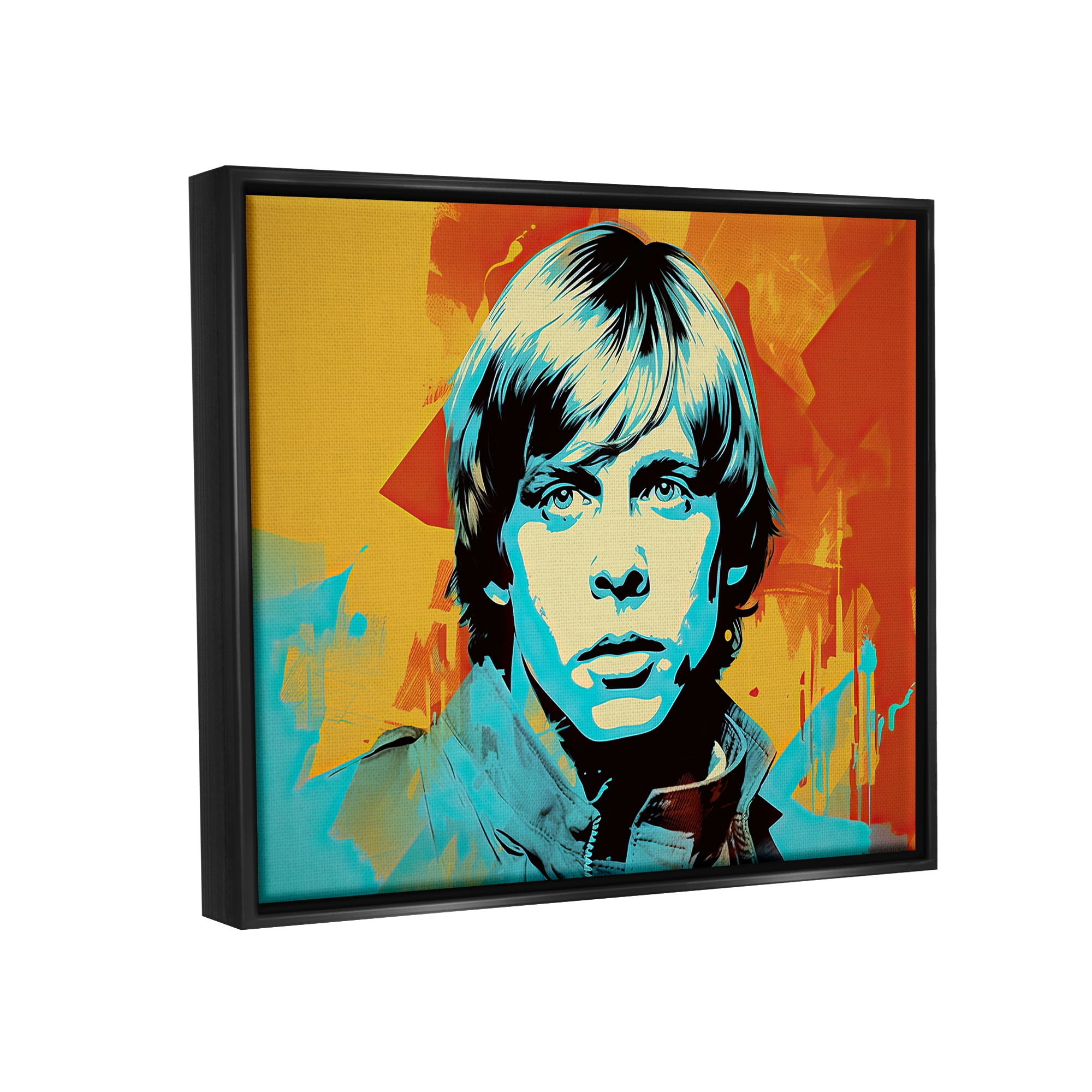 Stupell Industries Pop Style Luke Portrait Fairy Tales & Fantasy Painting Black Floater Framed Canvas Art Print Wall Art, 31 x 25