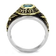 thumbnail image 5 of Air Force Ring Class Ring for Men and Women Unisex Stainless Steel Military in Black and Gold with Blue Aquamarine Stone Rock, 5 of 10