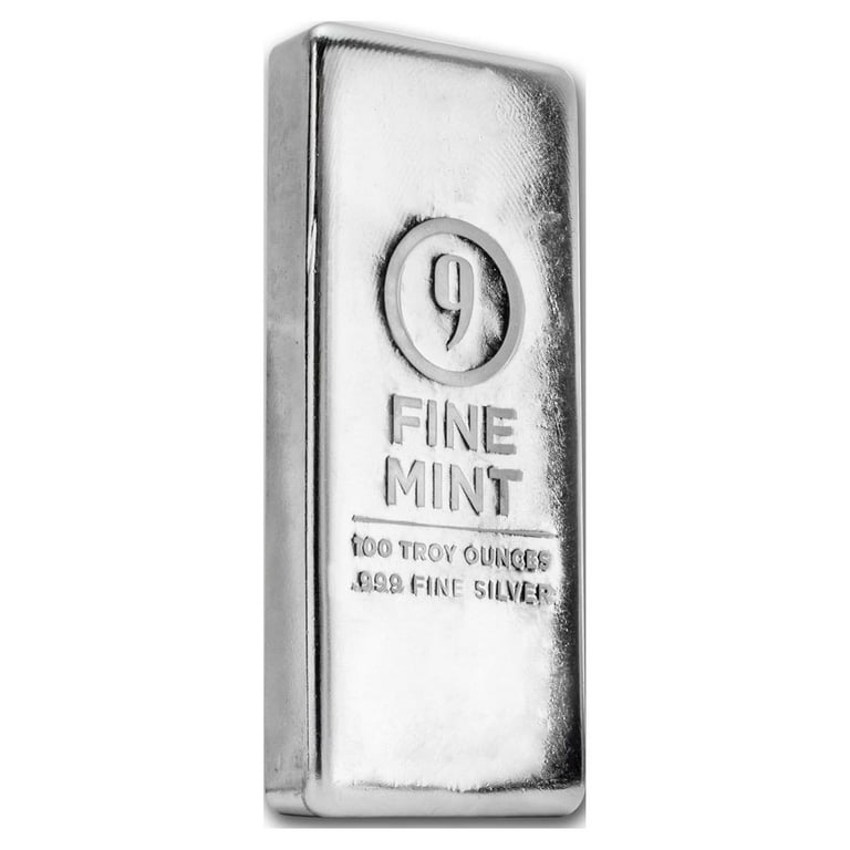 FINE MINT 100グラム・シルバーバー 9Fine Mint 100 oz Cast-Poured Silver Bar, .999 Fine, Stackable