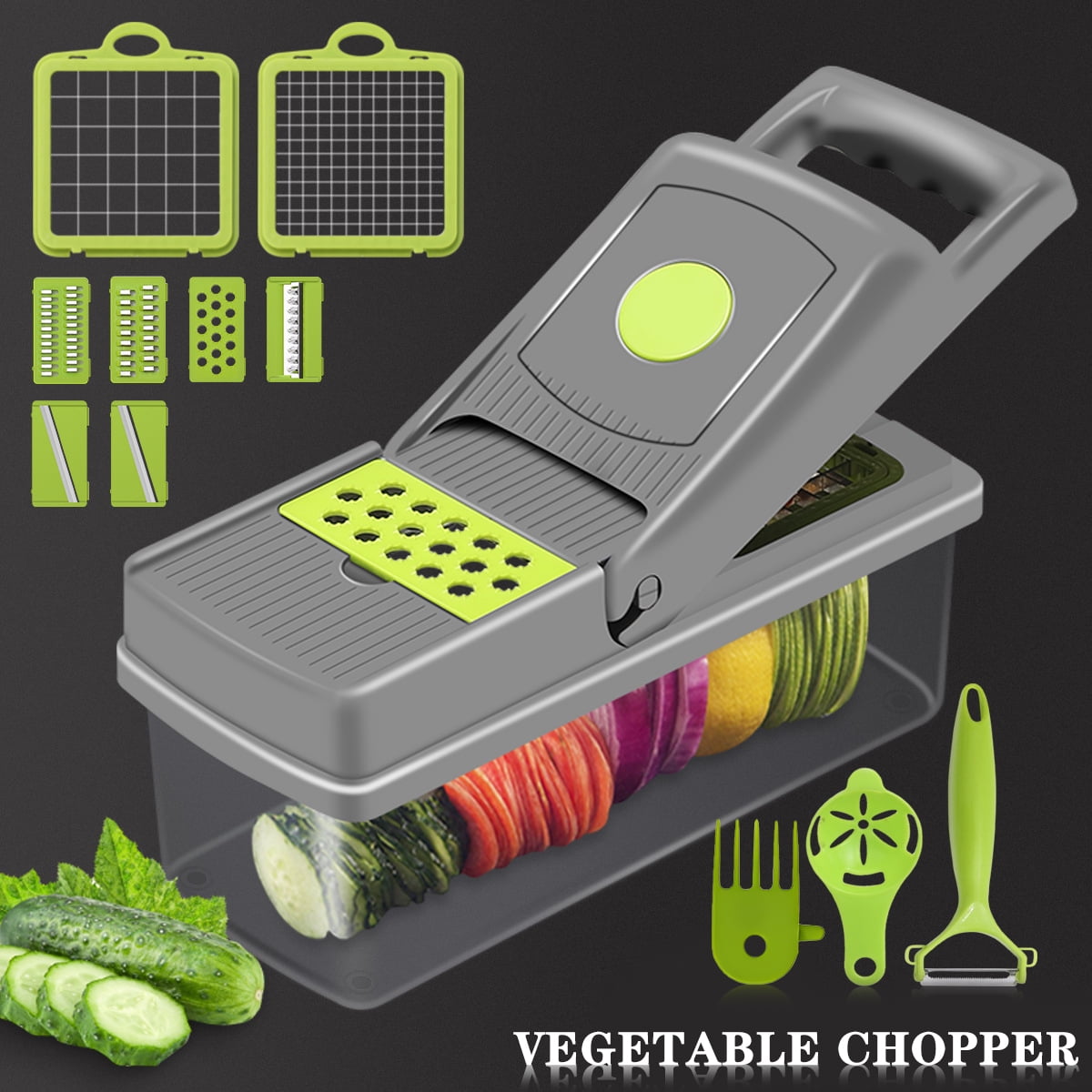 MEKBOK Mandoline Slicer Adjustable Vegetable Chopper Multifunctional  Vegetable Cutter Food Chopper with Hand Guard Sharp Stainless Steel Blades  for