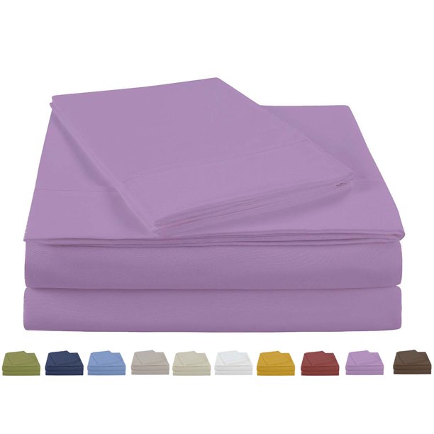 NC Home Fashions Solid Color Fitted Sheets 300 Thread Count Lupine