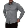 thumbnail image 3 of sogami Mens Long Sleeve Stretch Dress Shirts Wrinkle-Free Solid Button Down Shirts, 3 of 8