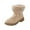 Beige, variant on Xfvqtps Womens Snow Boots Zipper Up Plush Fleece Line Suede Upper Chunky Heel Solid Color Non Slip Winter Ankle Boots Round Toe Zipper Short Tube Plus Velvet Casual Student Cotton Shoes Beige