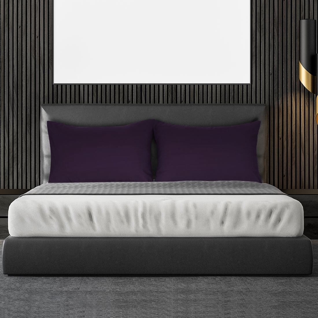 Unique Bargains 4-Pack Solid Microfiber Pillowcases Purple Queen(20"x30")