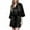 Black, variant on Women Sexy Black Silk Satin Kimono Robe Lace Bathrobe Lingerie Sleepwear Pajamas Lingerie Bra