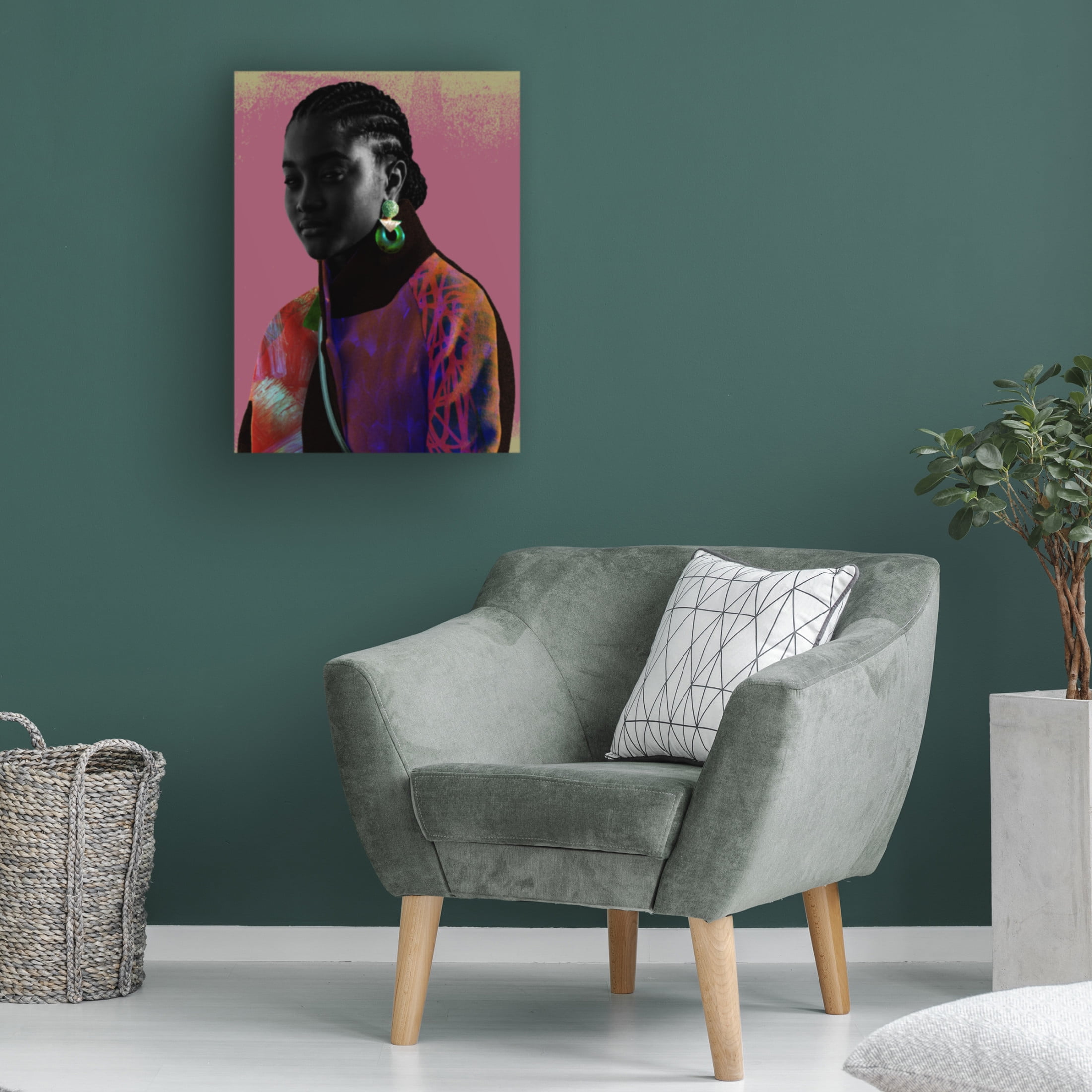 Canvas Wall Art - NUMA Art 'Petty in Pink' Wall Art for Living Room, Bedroom, or Office Décor by Trademark Fine Art - 35 x 47 Inches