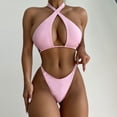 thumbnail image 1 of Trajes de baño para mujer, Trajes de baño para mujer, Traje de baño de bikini sólido con relleno y aberturas, Traje de baño push-up, Conjunto de ropa de playa para mujer, 1 of 9