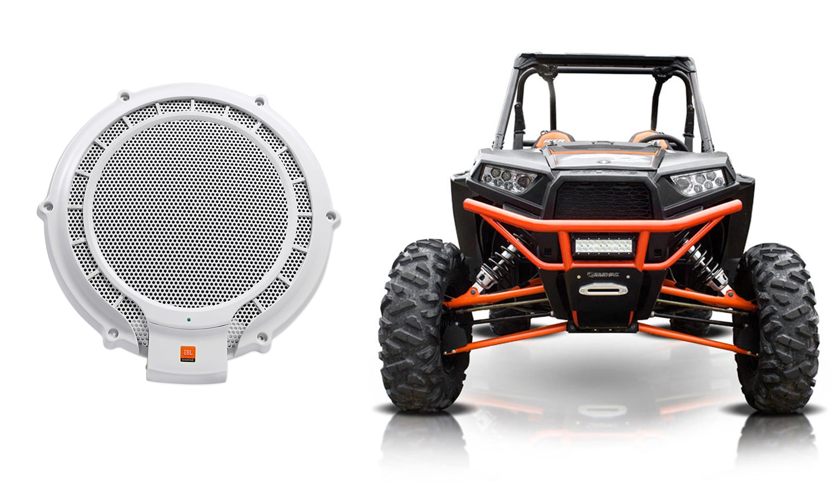 JBL 10" 250w Powered Subwoofer Sub+Flush Mount Enclosure for Polaris