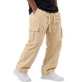 thumbnail image 2 of HAJWOH Mens Pants Casual Elastic Waist Drawstring Cargo Beach Pant Straight Leg Trouser with Pockets, 2 of 4