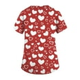 thumbnail image 4 of Womens Valentine Day Scrubs Short Sleeve Plus Size V Neck Medical Scrubs Love Heart Print Quick Dry Nursing Scrub Tops with Pockets Watermelon Red M, 4 of 5