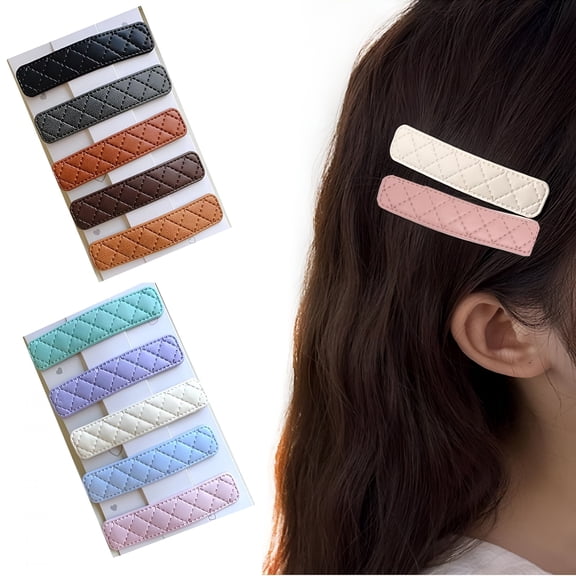 VANIDO 10Pcs Large Colored Rectangle Hair Snap Clips 3Inch Faux Leather Covered Hair Pins Squared Metal Hair Snap Clips Hair Accessories for Girls Women