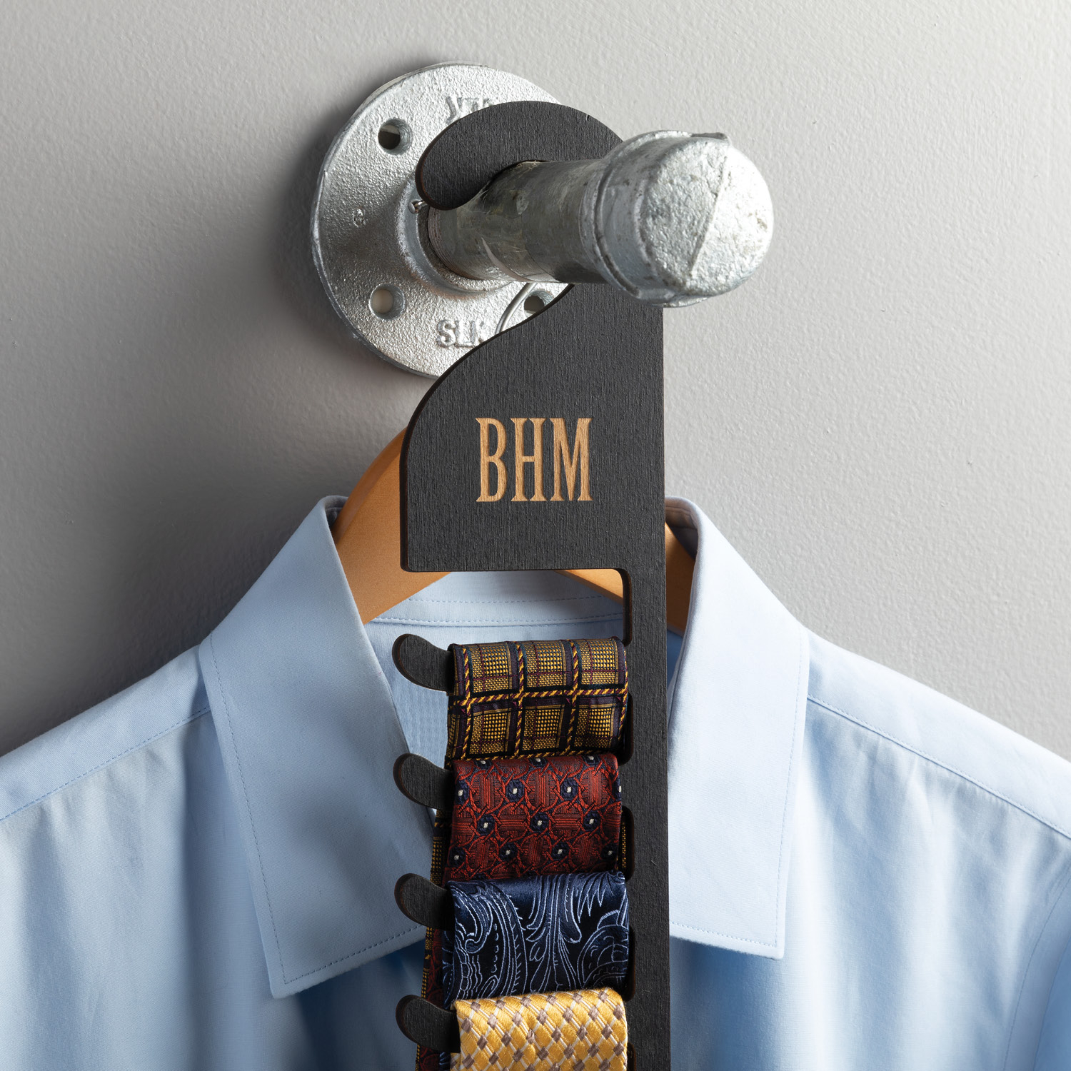 Personalized Black Wood Tie Holder