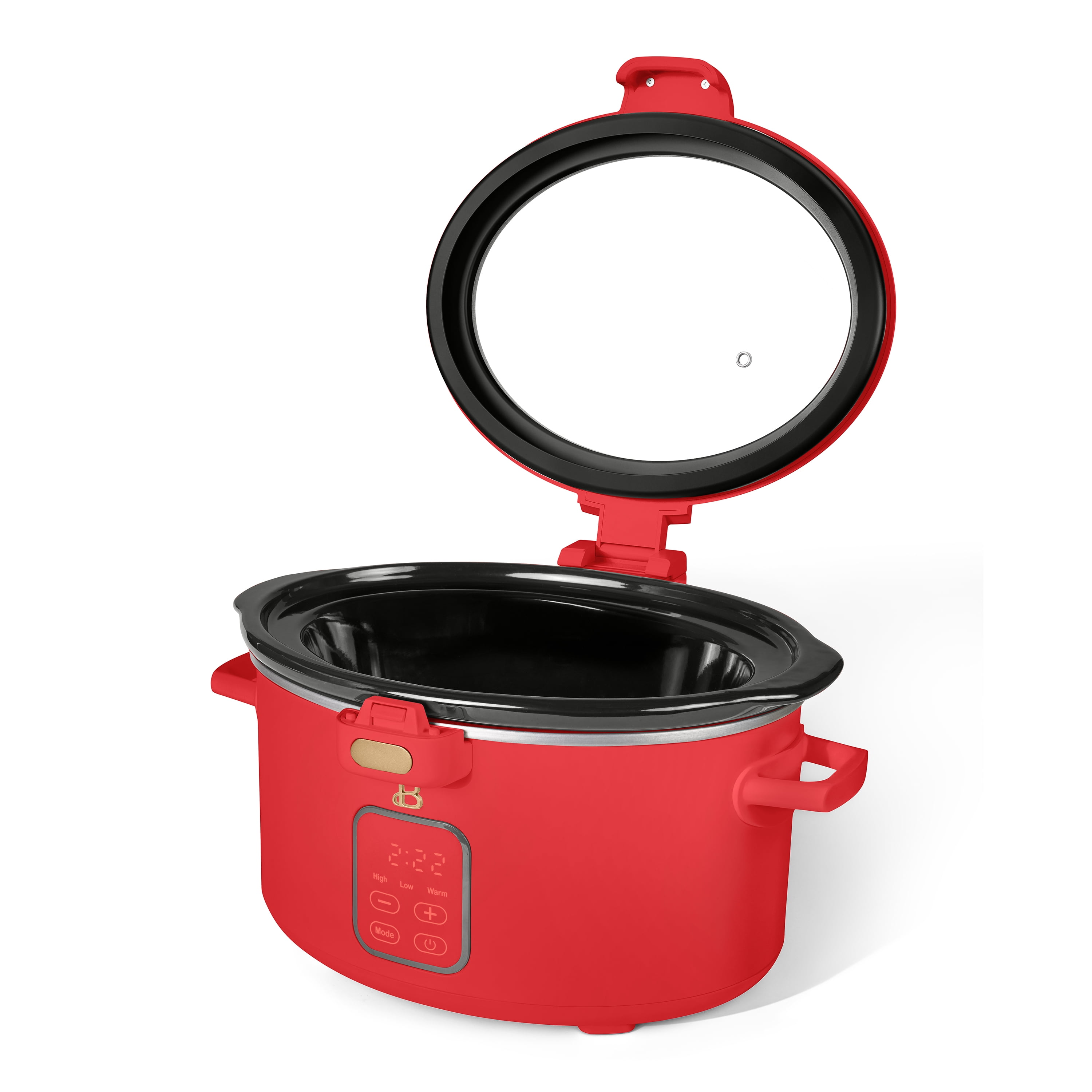 Beautiful 4 Qt Digital Slow Cooker with Hinged Locking Lid, Tomato Red by Drew Barrymore