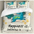 thumbnail image 3 of Unicorn Twin Size Duvet Cover Set, 'Believing Unicorns"Quote Illustration with Star Elements Happiness Joy Friendship, Decorative 2 Piece Bedding Set with 1 Pillow Sham, Blue Yellow, by Ambesonne, 3 of 3
