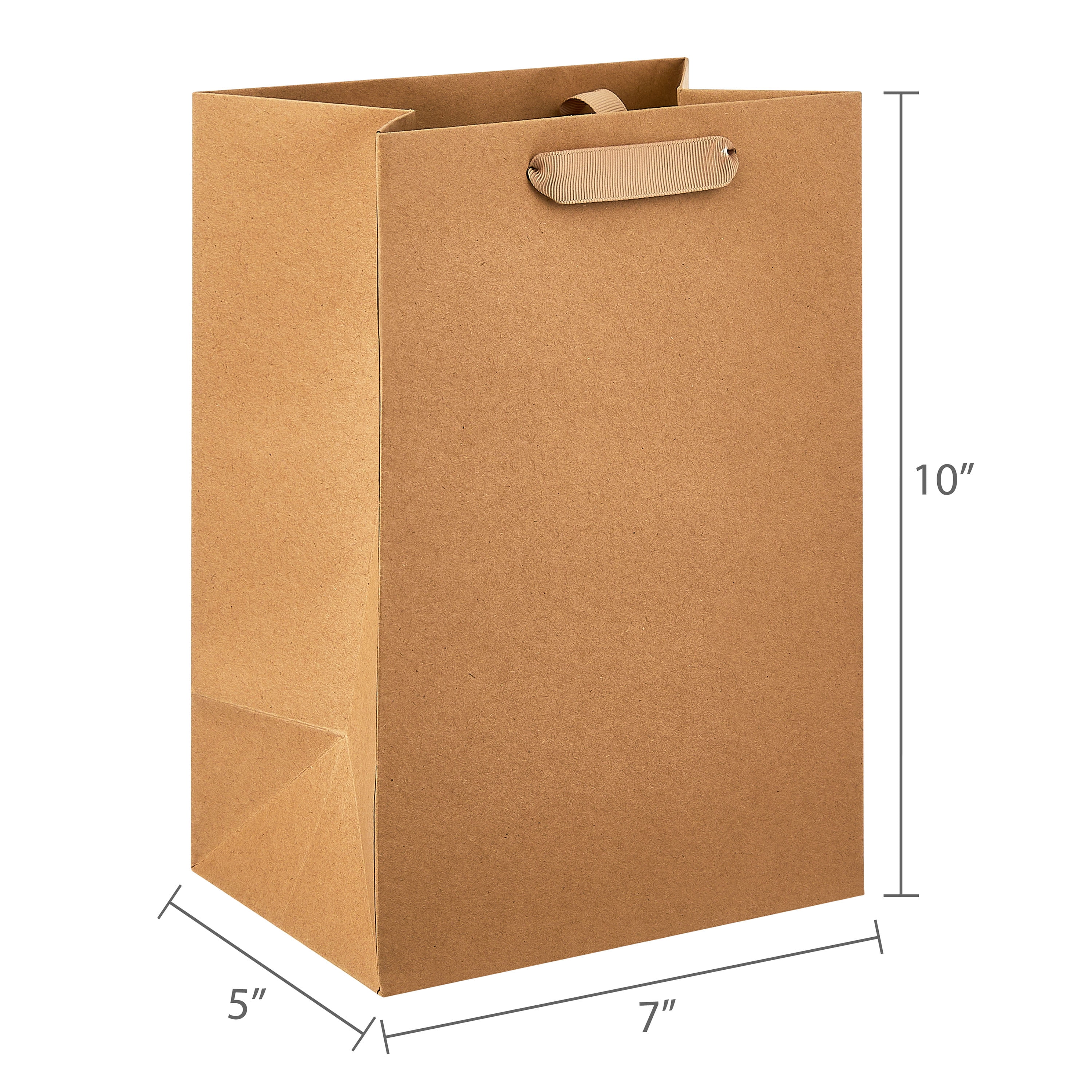 Large Brown Kraft Gift Bags, 7" x 10", 3 Count, by Way To Celebrate