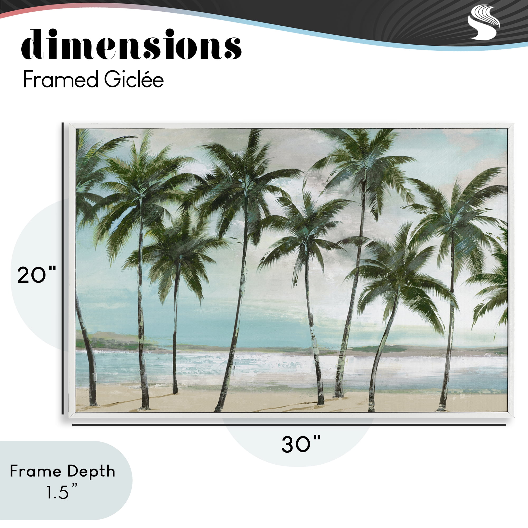 Stupell Industries Palms in A Row Coastal White Framed Giclee Art, design by Lorenzo Collective