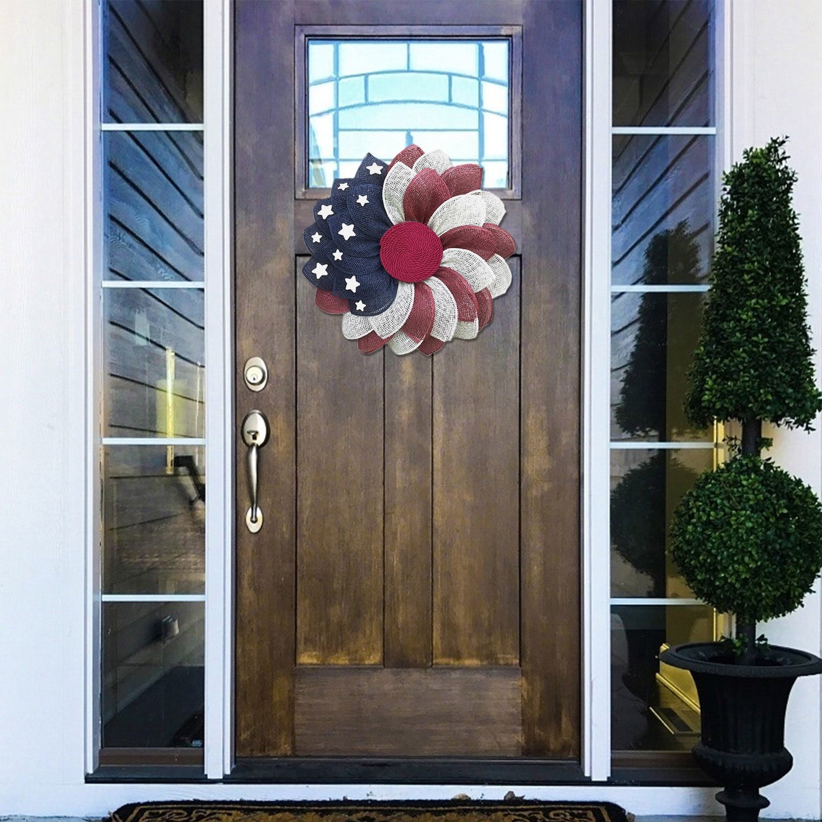 4th of July Front Door Wreath Patriotic Memorial Day Red Blue American