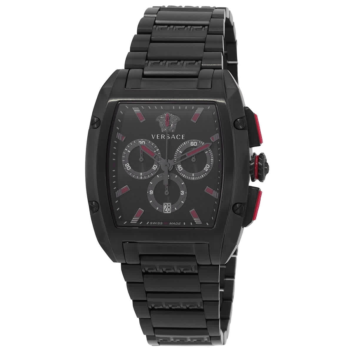 Versace Tonneau 23mm Steel Black Dial Quartz Ladies Watch