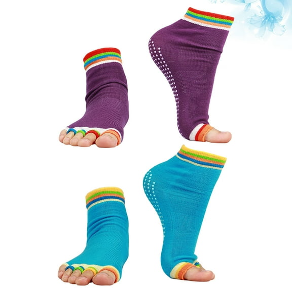 FUTUREORYY 2 Pair Ankle Grip Socks with Anti Slip Design for Yoga Dancing Sports Dark Blue 8.85x3.94x0.2Inches