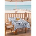 thumbnail image 2 of Outdoor Tablecloth with Umbrella Hole for Patio/Picnic/Party/Camping, Blue Tropical Plants Waterproof Table Cloth Rectangle Table Cover Washable, Summer Coastal Beach Palm Tree Plaid (60"x 120"), 2 of 8