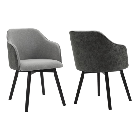 Upholstered Dining Armchairs Set Of 2 BLACK AND GRAY Espresso Finish