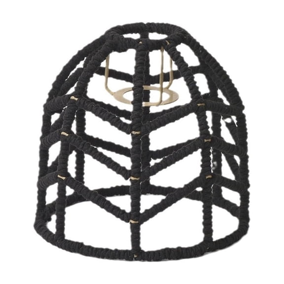 Handwoven Wicker Pendant Light Shade, Retro Woven Lampshade for Hanging Lamp, Natural Rattan Chandelier Cover for Living Room Bedroom Kitchen Island Home Lighting 7 inch Black