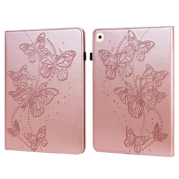 Dteck Case for iPad 9th Generation 10.2 inch 2021,iPad 8th Gen 2020 Smart Butterfly Pattern Leather Card Holder Wallet Case Kickstand Hybrid Rubber Folio Flip Cover for iPad 7th Gen 10.2" 2019,Pink