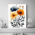 thumbnail image 2 of Mudket Blue and Orange Poppies Canvas Wall Art, Framed Ready to Hang, Modern Floral Wall Decor for Living Room Bedroom Office, Abstract Botanical Print - 12"L x 8"W, 2 of 10