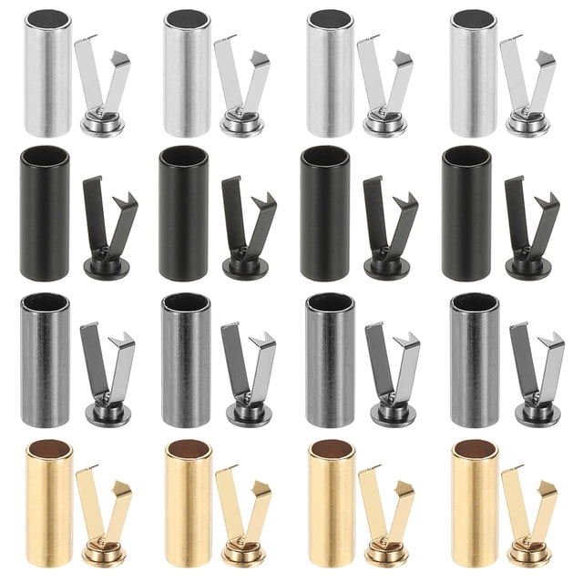 Puntas de cordones Uxcell, 16 paquetes de puntas cilíndricas de aleación de zinc para reemplazo de cuerdas de reparación de zapatos, pantalones y DIY, 4 colores