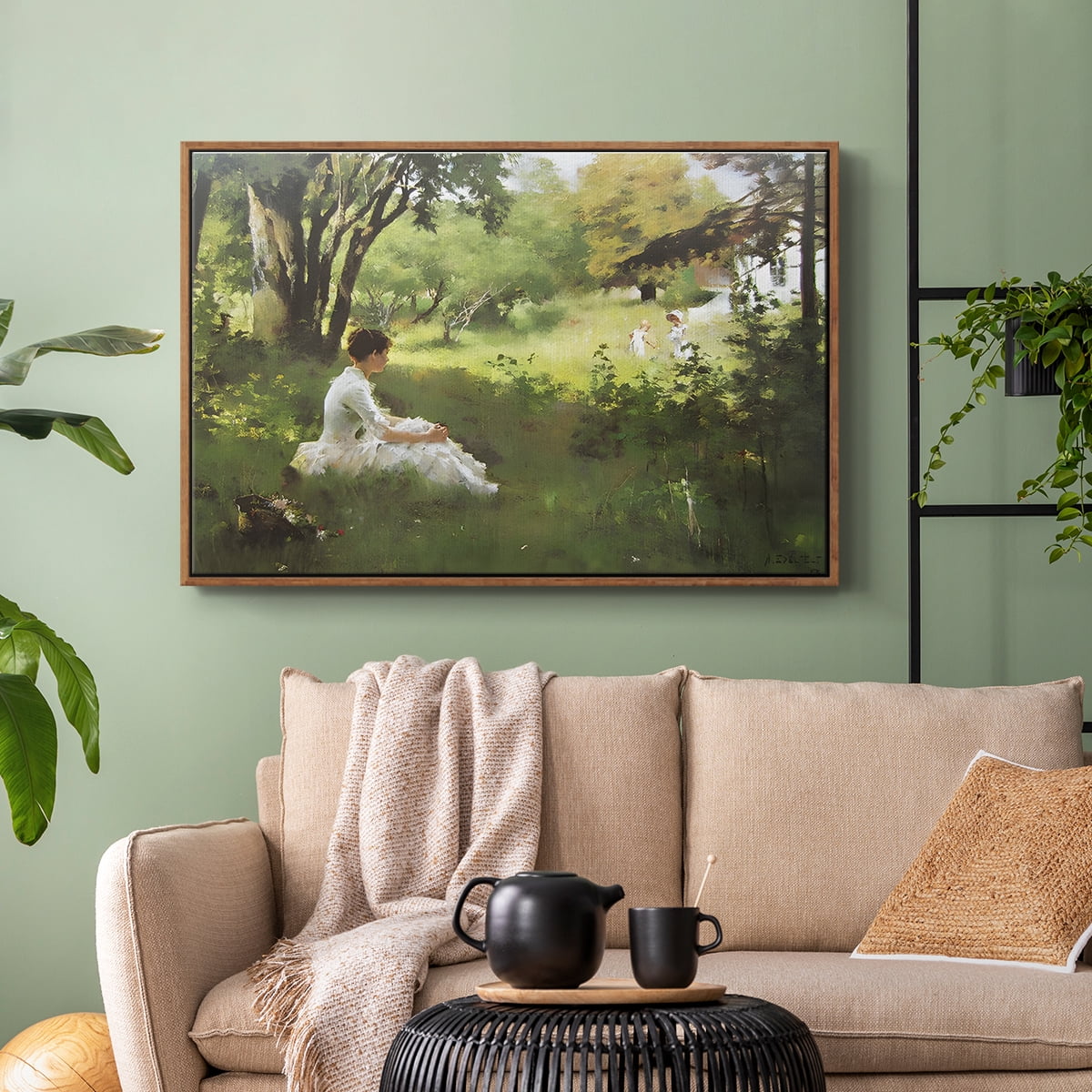 Vintage Landscape-CCXLV By Wexford Home Framed in Walnut Wood Gallery Wrapped Canvas 27 in. x 41 in.