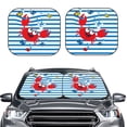 thumbnail image 2 of Kll Red Funny Crab On Blue Stripe Windshield Sun Shade 2-Piece Foldable Car Front Window Sunshade For Most Sedans Suv Truck - Auto Sun Blocker Visor Protector Blocks Max Uv Rays - Medium, 2 of 7