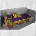 thumbnail image 6 of Mardi Gras Soft Flannel Fleece Throw Blanket, Dotwork Style Carnival Colorful Lace Inspired Design Element, Cozy Plush for Indoor and Outdoor Use, 50" x 70", Purple Lime Green Yellow, by Ambesonne, 6 of 6