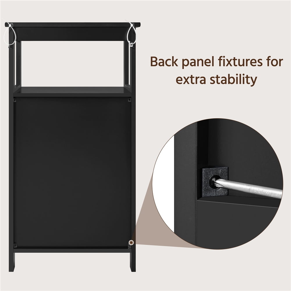 Yaheetech 4 Tier Bathroom Storage Cabinet with Adjustable Shelf, Black