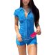 thumbnail image 1 of (Video incluido) Azul S Temperamento de verano Desplazamientos Mono ajustado sexy sin cinturón de un solo pecho Estilo corto de mujer, 1 of 8