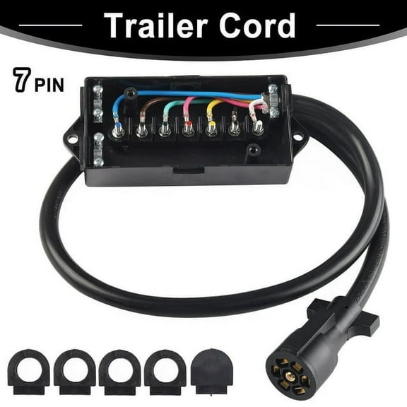 XUKEY 4 FT 7 Way Plug Trailer Cord 7-Pole Inline Junction Box 7 Pin Wiring Harness Kit