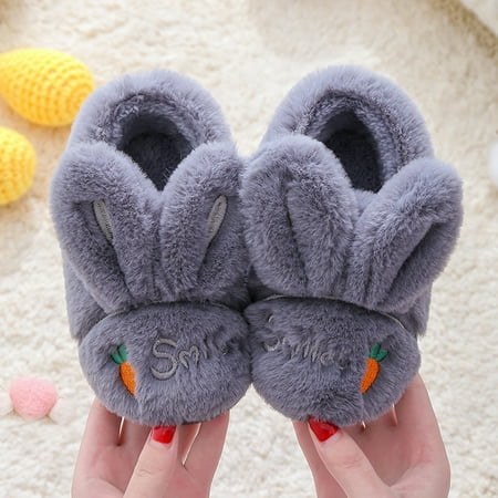 

Dyfzdhu Kids Childrens Boys Girls Cartoon Plush Shoes Indoor Home Warm Cotton Slippers