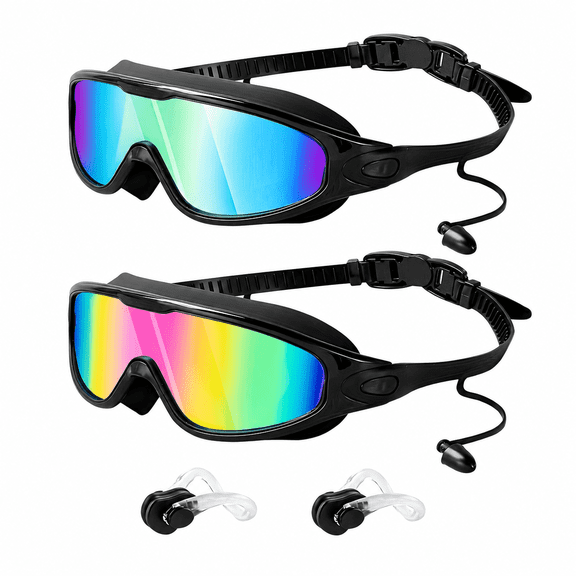 Generic Swim Goggles 2 Pack, Wide View Anti Fog&UV Swimming Goggles for Audlt, No Leak Pool Beach Essentials for Men Women