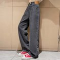 thumbnail image 6 of Sweat Pants for Girls 7-8 Girls Bow Jeans Baggy Pants Wide Leg/Flare/Skinny Denim Cute High Waisted Teen Clothes Casual Y2k Streetwear with Pockets, 6 of 8
