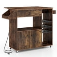 thumbnail image 2 of GVN Drop Leaf Mobile Kitchen Island Cart with Power Outlet and Adjustable Shelf-Rustic Brown, Kitchen Island, Kitchen Island with Storage for Kitchen,Dinning Room, 2 of 7
