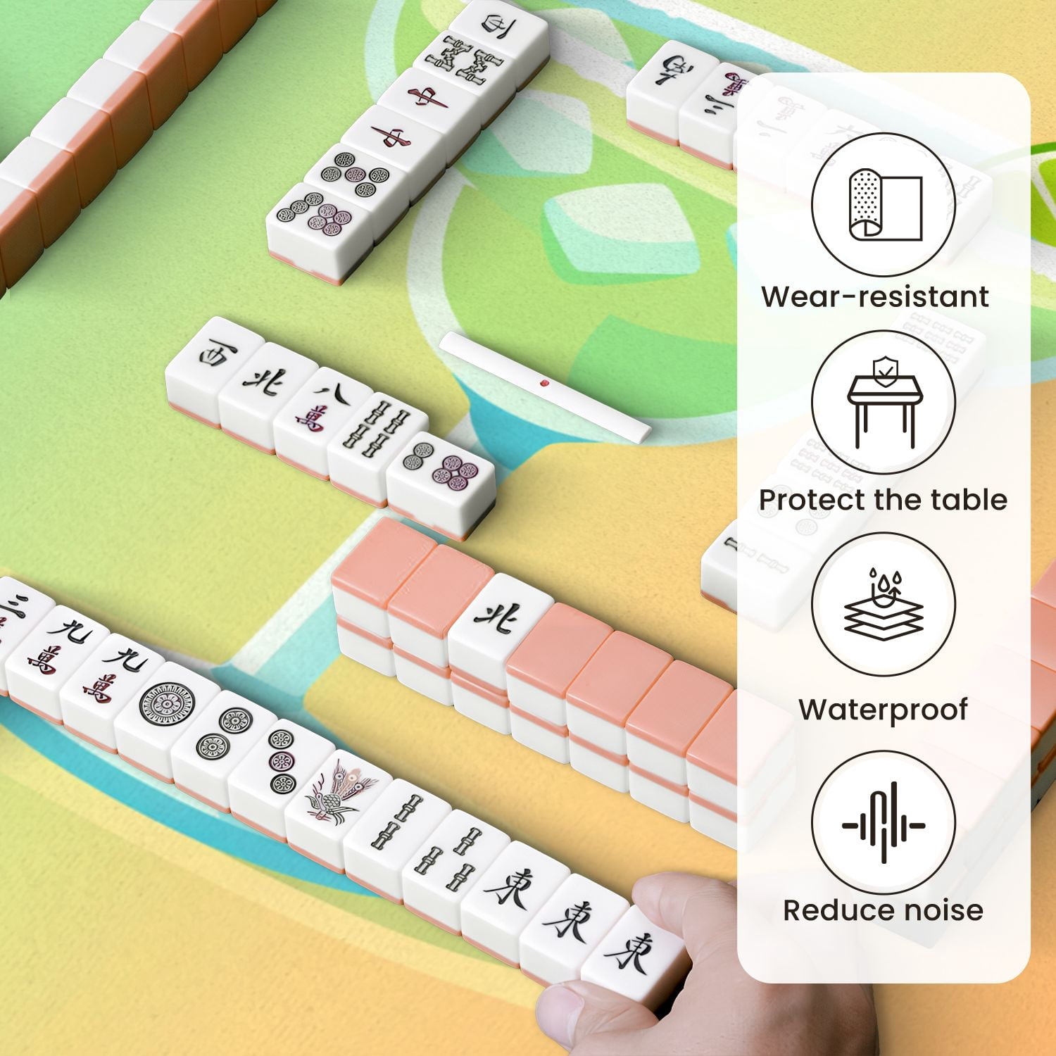 Mahjong Mat 31.5" x 31.5" Refreshing Margarita Cocktail Lime Wedge Ice Cubes Gradient Non-Slip Noise Reduction Mahjong Tiles Table Cover for Dominoes Poker Card Board and Tile Games