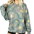 thumbnail image 2 of St. Patrick's Day Sweatshirt for Women Glitter Shamrock Vine Graphic Print Long Sleeve Crewneck Loose Fit Festival Apparel Holiday Gift, 2 of 7